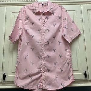 Mens large pink short sleeve button up.